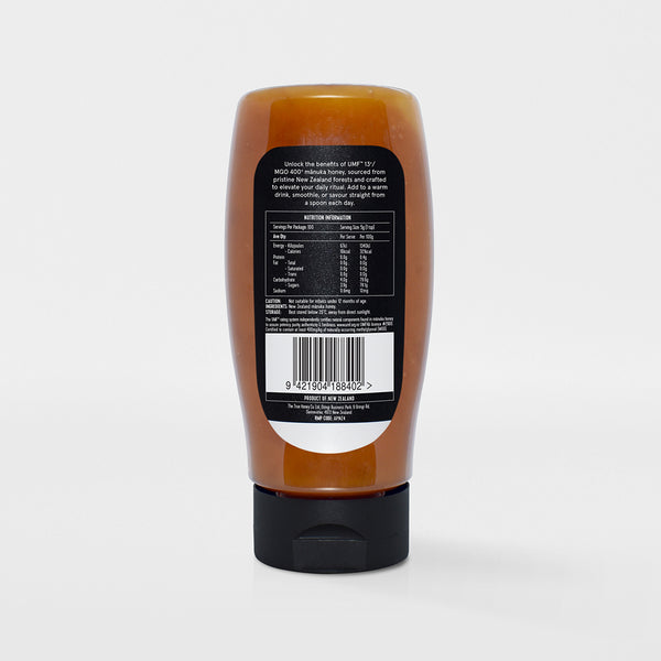 The True Honey Co. 400 MGO Squeezy Manuka Honey, 500g